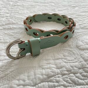 Fossil Leather Belt Mint Light Green